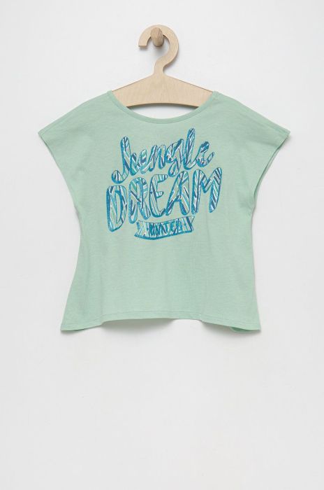 Дитяча бавовняна футболка United Colors of Benetton колір зелений (2305900)