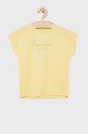 Дитяча бавовняна футболка Pepe Jeans колір жовтий