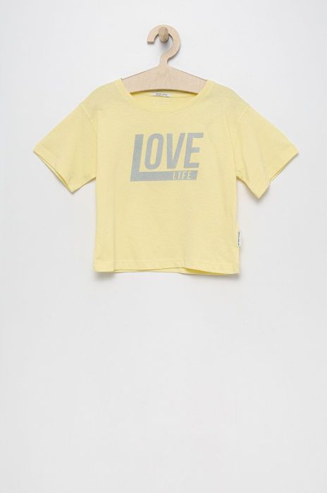 Дитяча бавовняна футболка Tom Tailor колір жовтий