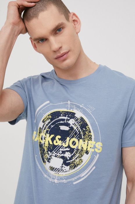 Бавовняна футболка Jack & Jones колір фіолетовий з аплікацією Бавовняна футболка Jack & Jones колір фіолетовий з аплікацією