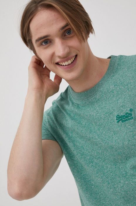 Бавовняна футболка Superdry колір зелений меланж (2123355)