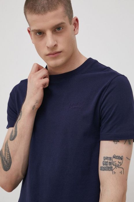 Бавовняна футболка Superdry колір синій однотонний (2124023) Бавовняна футболка Superdry колір синій однотонний (2124023)