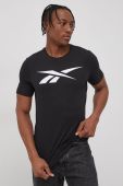 Бавовняна футболка Reebok колір чорний з принтом (1971616) Бавовняна футболка Reebok колір чорний з принтом (1971616)