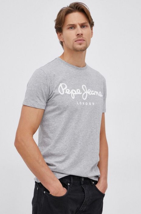 Футболка Pepe Jeans Original Stretch колір сірий з принтом Футболка Pepe Jeans Original Stretch колір сірий з принтом