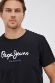 Бавовняна футболка Pepe Jeans Eggo колір чорний з принтом Бавовняна футболка Pepe Jeans Eggo колір чорний з принтом