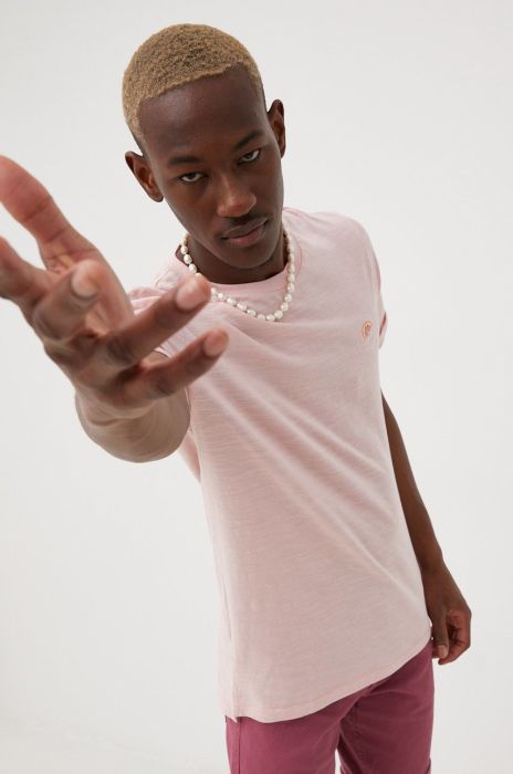 Бавовняна футболка Premium by Jack&Jones колір рожевий однотонний Бавовняна футболка Premium by Jack&Jones колір рожевий однотонний
