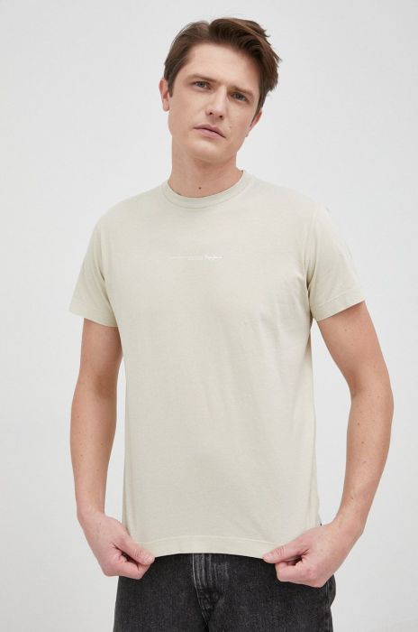 Бавовняна футболка Pepe Jeans Andreas колір бежевий з принтом Бавовняна футболка Pepe Jeans Andreas колір бежевий з принтом