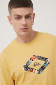 Бавовняна футболка Quiksilver колір жовтий з принтом (2198589) Бавовняна футболка Quiksilver колір жовтий з принтом (2198589)