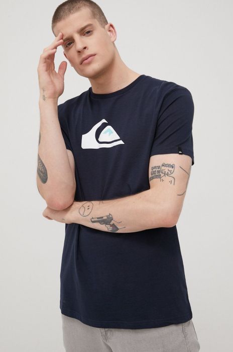 Бавовняна футболка Quiksilver колір синій з принтом (2114324) Бавовняна футболка Quiksilver колір синій з принтом (2114324)