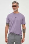 Футболка BOSS BOSS ORANGE чоловіча колір фіолетовий однотонна