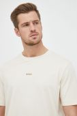 Футболка BOSS Boss Casual чоловіча колір бежевий однотонна Футболка BOSS Boss Casual чоловіча колір бежевий однотонна