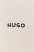 Бавовняний лонгслів HUGO колір бежевий однотонний
