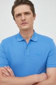 Бавовняне поло BOSS однотонний колір блакитний (2707699)