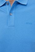 Бавовняне поло BOSS однотонний колір блакитний (2707699)