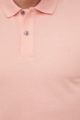 Бавовняне поло BOSS колір рожевий з аплікацією
