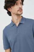 Бавовняне поло BOSS з аплікацією колір блакитний