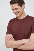 Бавовняна футболка BOSS колір бордовий однотонний