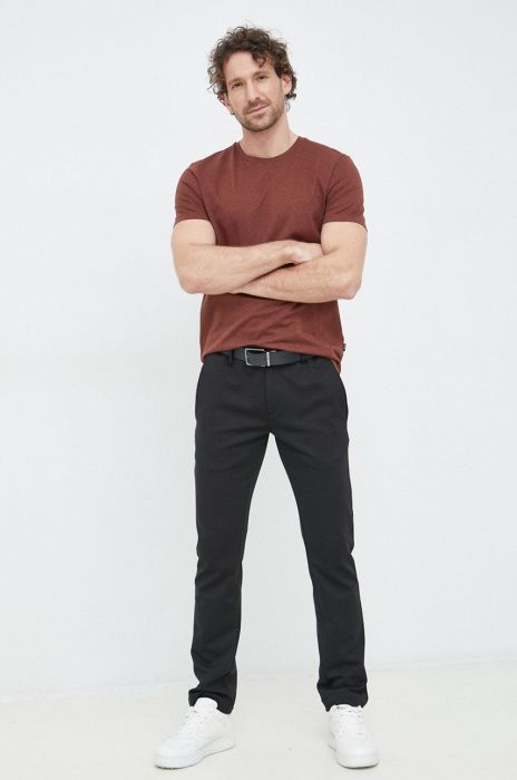 Бавовняна футболка BOSS колір коричневий однотонний Бавовняна футболка BOSS колір коричневий однотонний