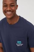 Бавовняна футболка Lee колір синій з принтом