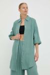 Сорочка з льону Drykorn Midinia колір зелений relaxed класичний комір