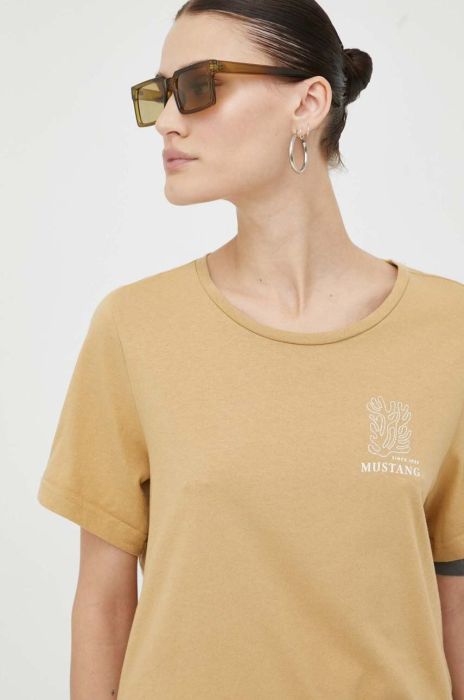 Бавовняна футболка Mustang колір коричневий
