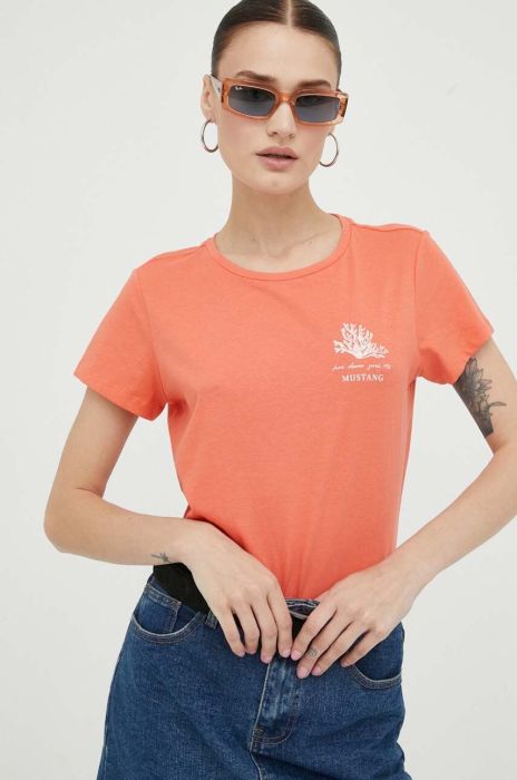 Бавовняна футболка Mustang колір помаранчевий (3299743) Бавовняна футболка Mustang колір помаранчевий (3299743)