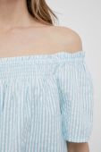 Бавовняна блузка United Colors of Benetton жіноча в смужку колір блакитний