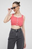 Джинсовий топ Tommy Jeans колір рожевий Джинсовий топ Tommy Jeans колір рожевий