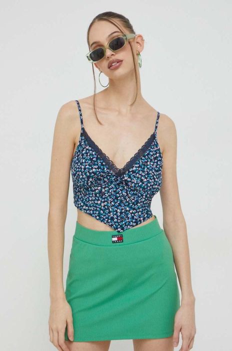 Топ Tommy Jeans колір блакитний Топ Tommy Jeans колір блакитний