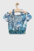 Дитяча блузка Guess колір бірюзовий візерунок