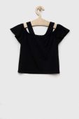 Дитяча бавовняна блузка United Colors of Benetton колір чорний однотонна Дитяча бавовняна блузка United Colors of Benetton колір чорний однотонна
