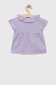 Дитяча льняна блузка United Colors of Benetton колір фіолетовий однотонна (3247050)