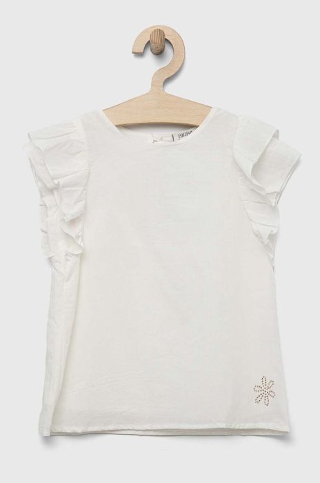 Дитяча бавовняна блузка Birba&Trybeyond колір білий однотонна Дитяча бавовняна блузка Birba&Trybeyond колір білий однотонна