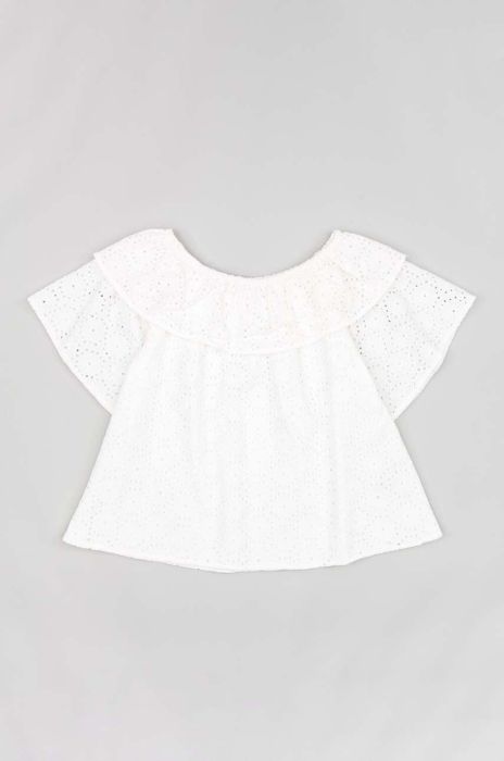 Дитяча бавовняна блузка zippy колір бежевий однотонна