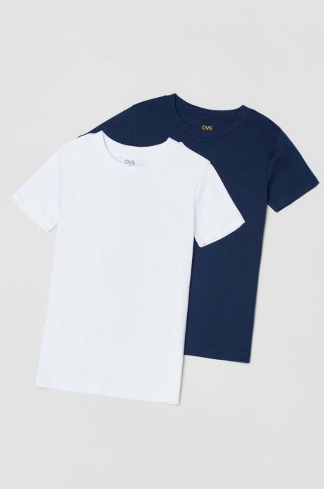 Дитяча піжамна футболка OVS 2-pack однотонна колір блакитний (3042352) Дитяча піжамна футболка OVS 2-pack однотонна колір блакитний (3042352)