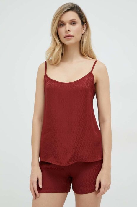 Піжамний топ HUGO колір бордовий Піжамний топ HUGO колір бордовий
