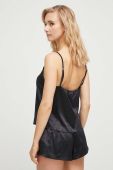 Піжама Guess жіноча колір чорний сатин Піжама Guess жіноча колір чорний сатин
