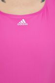 Суцільний купальник adidas Performance Mid 3-Stripes колір рожевий м'яка чашечка Суцільний купальник adidas Performance Mid 3-Stripes колір рожевий м'яка чашечка