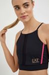 Спортивний бюстгальтер EA7 Emporio Armani колір чорний однотонний Спортивний бюстгальтер EA7 Emporio Armani колір чорний однотонний