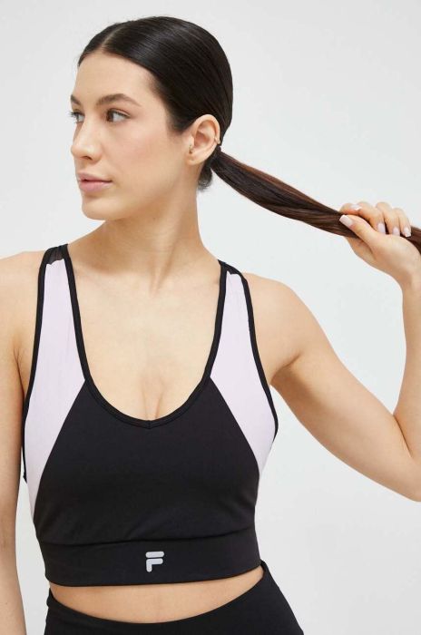 Спортивний бюстгальтер Fila Revere колір чорний візерунок Спортивний бюстгальтер Fila Revere колір чорний візерунок