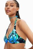 Купальний бюстгальтер Desigual ущільнена чашечка колір блакитний