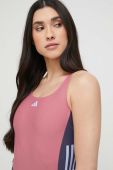 Суцільний купальник adidas Performance 3-Stripes Colorblock колір рожевий м'яка чашечка