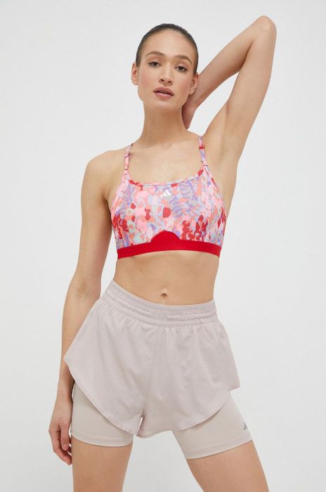 Спортивний бюстгальтер adidas Performance AeroReact колір рожевий візерунок Спортивний бюстгальтер adidas Performance AeroReact колір рожевий візерунок