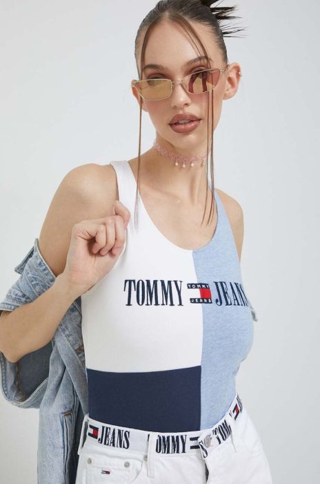 Боді Tommy Jeans жіночі колір білий Боді Tommy Jeans жіночі колір білий