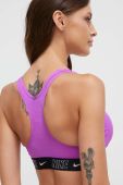 Купальний бюстгальтер Nike Logo Tape колір фіолетовий злегка ущільнена чашечка Купальний бюстгальтер Nike Logo Tape колір фіолетовий злегка ущільнена чашечка