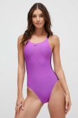 Суцільний купальник Nike Logo Tape колір фіолетовий м'яка чашечка