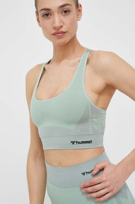 Спортивний бюстгальтер Hummel Clea колір зелений однотонний