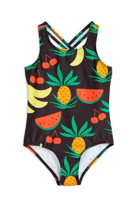 Суцільний дитячий купальник Mini Rodini колір коричневий Суцільний дитячий купальник Mini Rodini колір коричневий