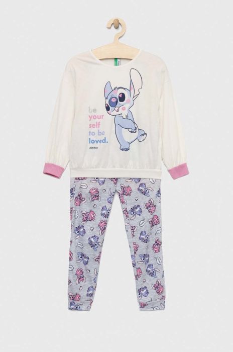 Дитяча піжама United Colors of Benetton колір сірий з принтом (2983200) Дитяча піжама United Colors of Benetton колір сірий з принтом (2983200)