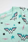 Дитяча бавовняна піжама Coccodrillo X Wonder Woman колір бірюзовий візерунок